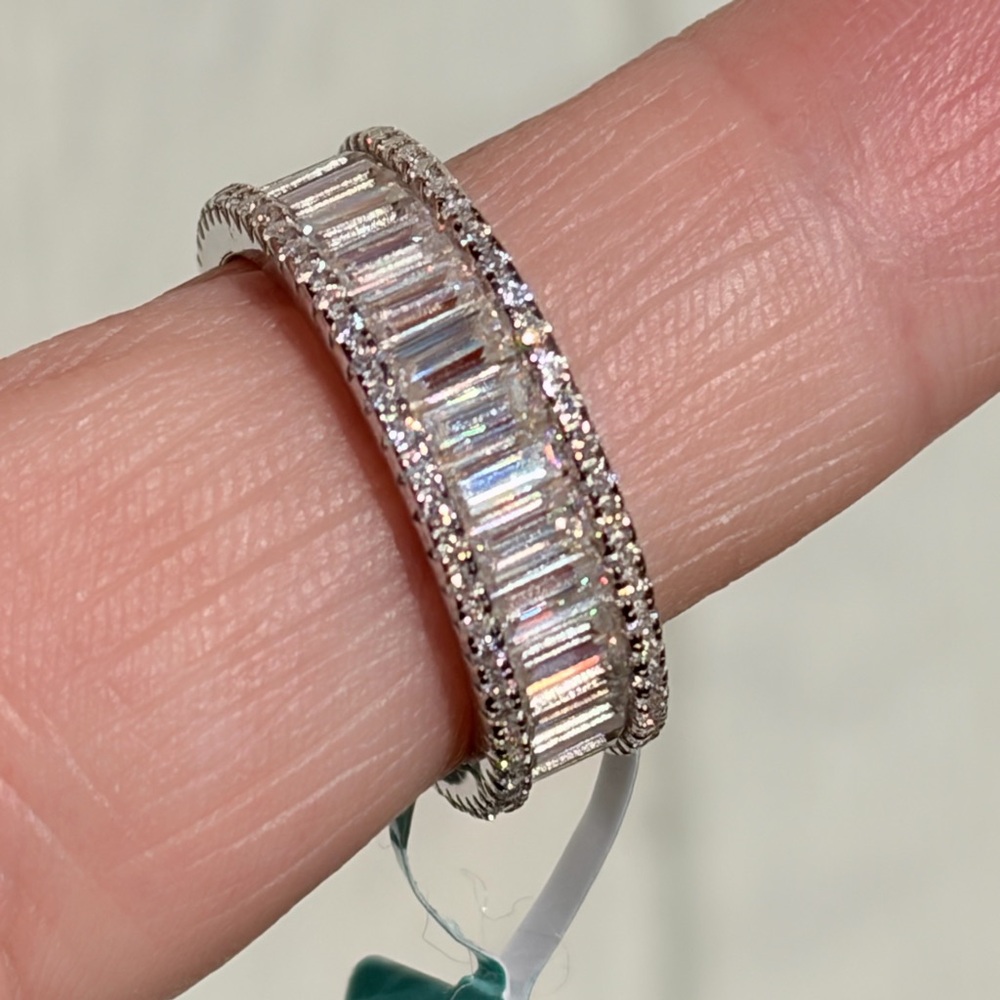 Sterling silver moissanite eternity Band Ring